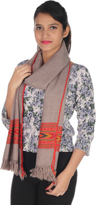 

Quetzal Embroidered Wool Women's Stole, Grey;orange;red