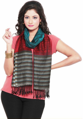 77% OFF on Little India Silk Self Design Women's Shawl(Multicolor)