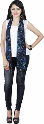 

Kanheyas Graphic Print Lycra Women's Stole, Blue