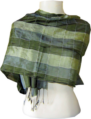

Dushaalaa Checkered Silk Women's Scarf, Multicolor