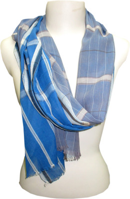 

Dushaalaa Checkered coton Women's Scarf, Blue