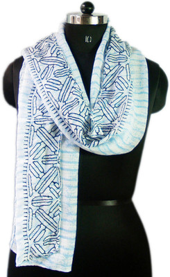 

VR Designers Embroidered Cotton Polyester Women's Stole, Black;blue