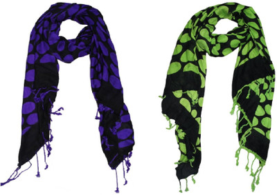 

AS42 Geometric Print Viscose Women's Stole, Black;green;purple