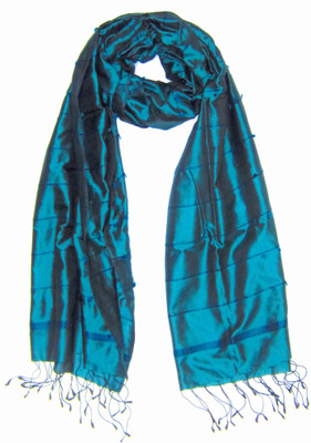 

Dushaalaa Striped Silk Women's Scarf, Turquoise green