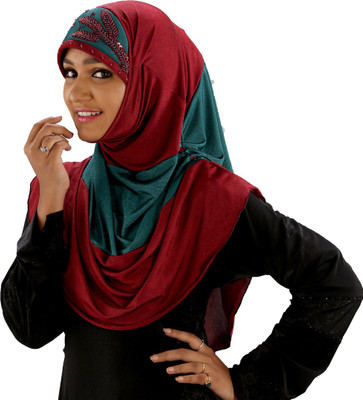 

ArabDressage Embellished Stretchable Polyester Girl's Scarf, Red