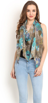 Trend Arrest Printed Polyester Women's Scarf, Blue