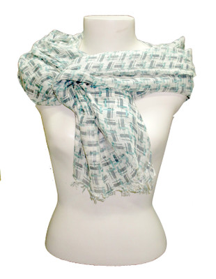 

Dushaalaa Printed silk, coton Women's Scarf, Aqua