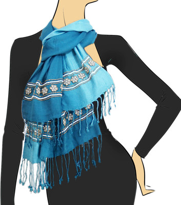 

VR Designers Embellished Viscous Women's Stole, Pursian blue