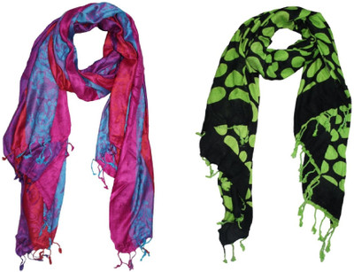 

AS42 Geometric Print, Striped Viscose, Rayon Women's Stole, Black;blue;green;pink;purple;red