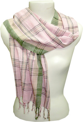 

Dushaalaa Checkered coton Women's Scarf, Pink