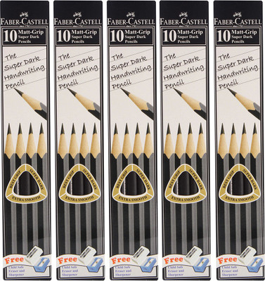 

Faber-Castell Matt Grip Super Dark Pencils School Set