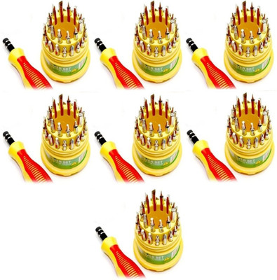 

Jackly 31 in 1 Pack Of 7 Ratchet Screwdriver Set(Pack of 31), Yellow;red;silver