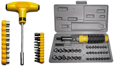 Aiwa COMBO TOOLS KIT(41PCS AIWA TOOL KIT WITH JACKLY 24 PCS SOCKET & BITS SET) Combination Screwdriver Set(Pack of 1)