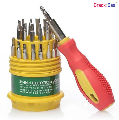 

CrackaDeal Jackly 31 IN 1 Magnetic Standard Screwdriver Set(Pack of 31), Multi-color