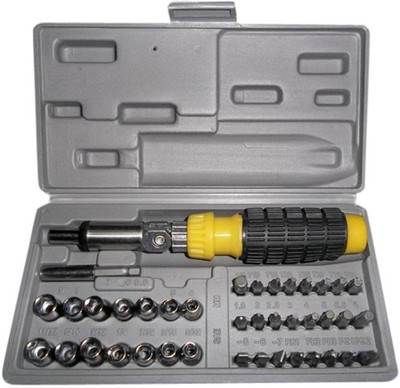 

Cierie Multiuse Compact Ratchet Screwdriver Set(Pack of 41), Yellow;silver