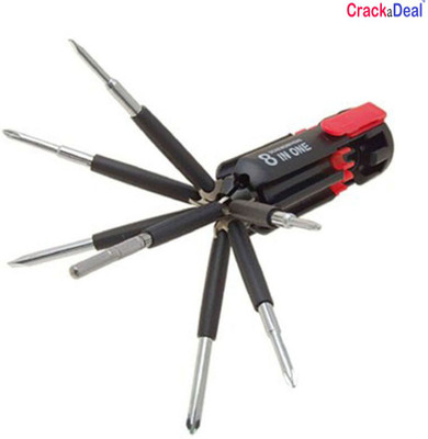 

CrackaDeal High Quality 8 in 1 Magnetic With Led Light Combination Screwdriver Set(Pack of 1), Multi-color