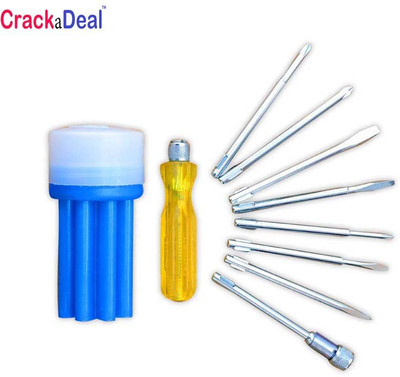 CrackaDeal Multi-purpose Neon 8 in 1 Combination Screwdriver Set(Pack of 8)