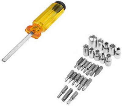 DIY Crafts Nonslip Handle Torx Slotted Screwdriver Bits Repair Tool Set 27 in 1 Offset Screwdriver(Pack of 1)