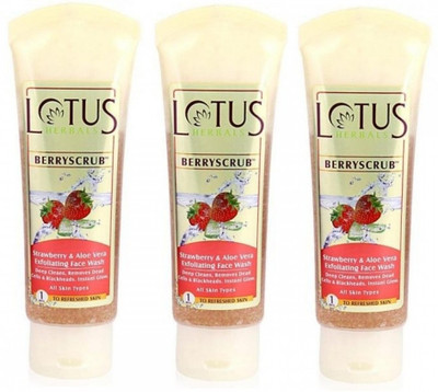 

Lotus Strawberry & Aloe Vera Exfoliating Face Wash - Berryscrub (Pack of 3) Scrub(240 g)