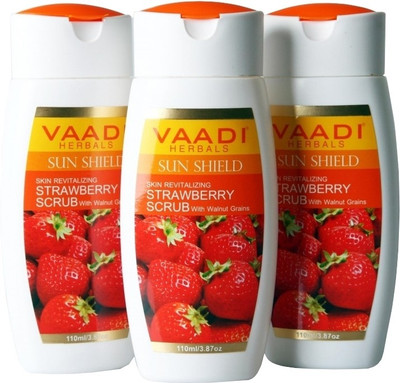 

Vaadi Herbals Strawberry Scrub with Walnut Grains - Set of 3 Scrub(110 ml)