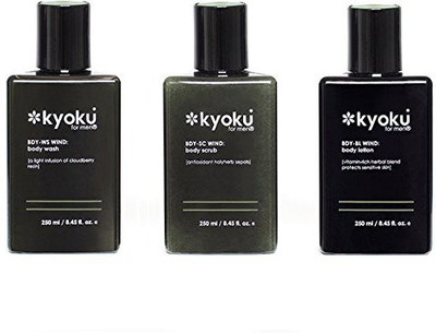

Kyoku For Men: Wind Body Lotion + Scrub + Wash Combo, 4 Each (with Pumps) Scrub(250 ml)