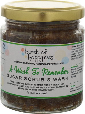 

Burst of Happyness A Wash To Remember made with natural sugar, Cocoa & Mango Butter for all skin types Scrub(200 g)