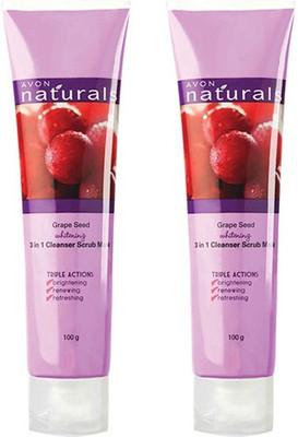

Avon Grape Seed Whitening 3 In 1 Cleanser Scrub & Mask - Set of 2 (100 g each) Scrub(200 g)