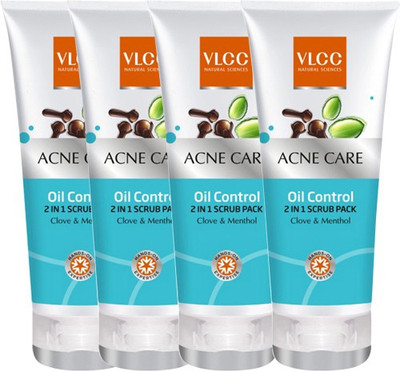 VLCC Acne Care Oil Control 2 in 1 Pack of 4 Scrub(200 g)