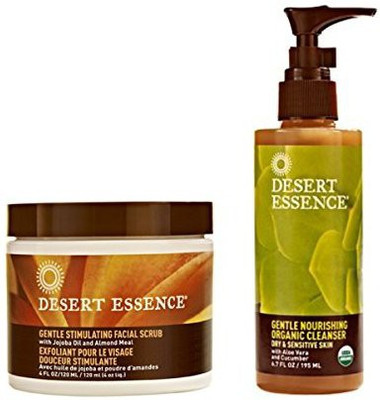 

Desert Essence Gentle Stimulating Facial Scrub And Gentle Nourishing Organic Cleanser Bundle With Jojoba Seed Scrub(120 ml)