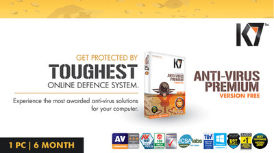K7 Anti-Virus Premium 1 PC 6 Months (Activation card)(Voucher)