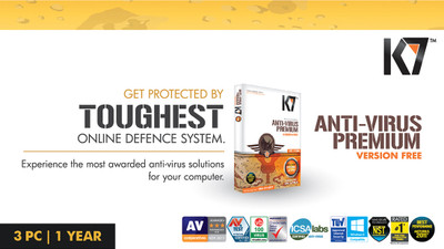 

K7 Anti-Virus Premium 3 PC 1 Year (Activation card)(Voucher)
