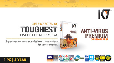K7 Anti-Virus Premium 1 PC 3 Year (Activation card)(Voucher)