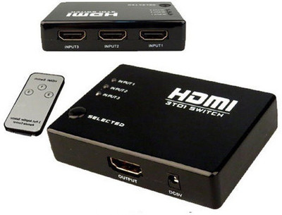 Redeemer 3 Port HDMI Input Switch With Remote Media Streaming Device(Black)