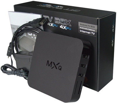 MXQ Android 4.4 Smart TV Box Mini PC Media Player Quad Core 1GB Ram 8GB Storage 4 USB Ports SPDIF Full HD Media Streaming Device(Black) available at flipkart for Rs.2100