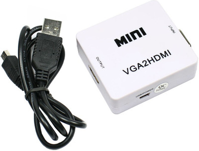 

Generix Compact Video VGA Audio to HDMI 1080P Converter Box Adapter White with 3.5mm audio for HDTV 1080P with USB Power Media Streaming Device(White)