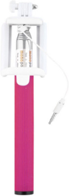 Flipfort Shopping Mall Cable Selfie Stick(Pink)