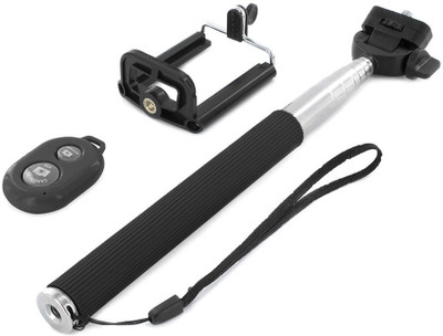

MudShi Bluetooth Selfie Stick(Black, Remote Included)