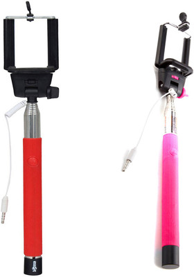 

Pihu G Cable Selfie Stick(Red, Pink), Pink;red