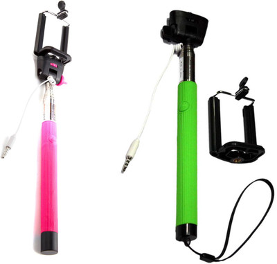 

Pihu G Cable Selfie Stick(Pink, Green), Green;pink