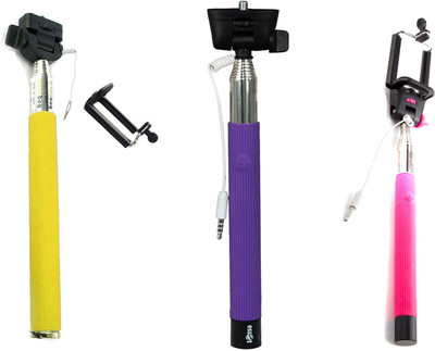 

Pihu G Cable Selfie Stick(Yellow, Purple, Pink), Pink;purple;yellow
