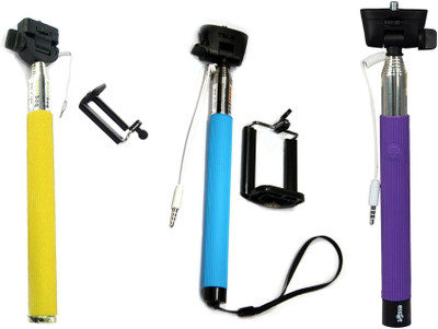 

Pihu G Cable Selfie Stick(Yellow, Blue, Purple), Blue;purple;yellow
