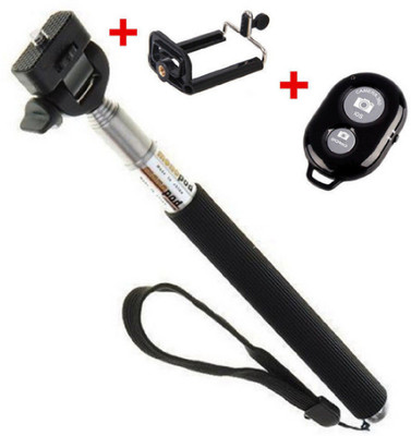 Goodness Quotient Selfie Stick With Bluetooth Remote Control For Androids & Ios Selfie Stick, Monopod(Black, Supports Up to 400 g)