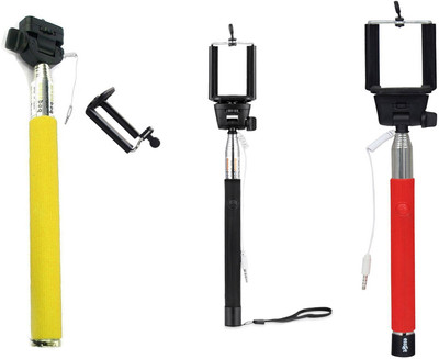 

Pihu G Cable Selfie Stick(Yellow, Black, Red), Black;red;yellow