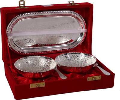 Raj Laxmi Tray, Spoon, Bowl Serving Set(Pack of 5)