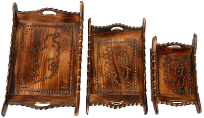 

Craftatoz Bowl Tray Serving Set(Pack of 3)