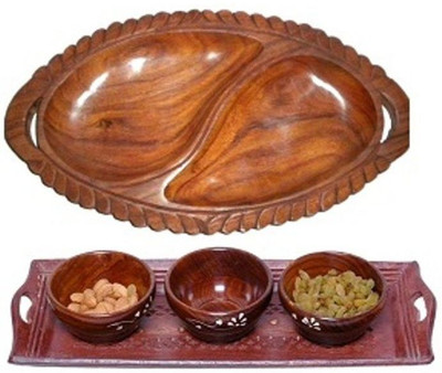 

Onlineshoppee 2 Tray 3 Bowl Bowl Tray Serving Set(Pack of 5)
