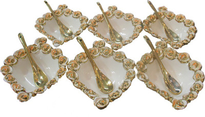 

White Gold Serving Set Bowl Spoon Serving Set(Pack of 12)