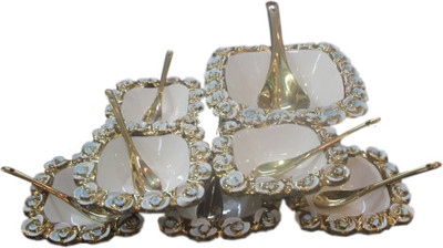 

White Gold Serving Set Bowl Spoon Serving Set(Pack of 12)