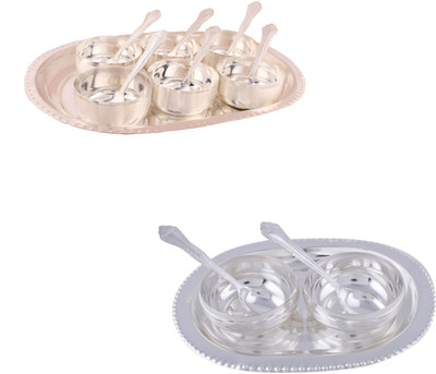 

G S Museum Premium 6 Bowl Set with Oval Tray and 2 Manchurian Bowl Set with Oval Tray Bowl Spoon Tray Serving Set