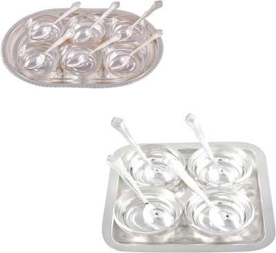 

G S Museum 6 Square Bowl with Spoon and Tray and 4 Manchurian Bowl Set with Oval Tray Bowl Spoon Tray Serving Set